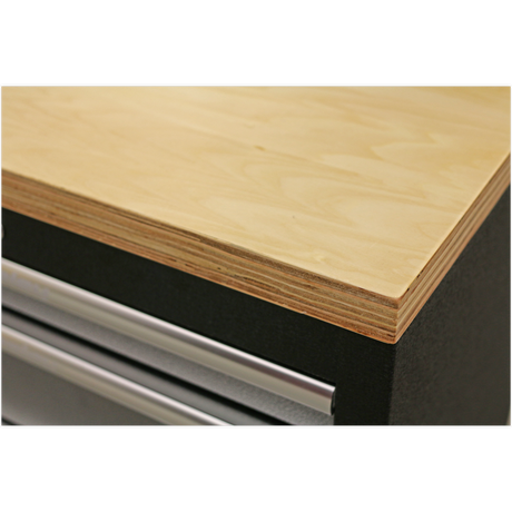 Sealey Superline Pro Wooden countertop with metal edge on a white background