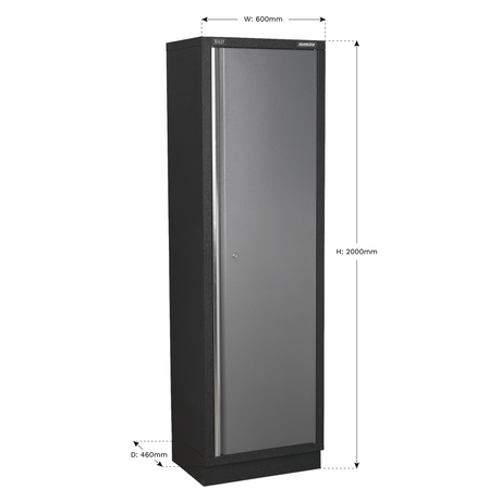 Sealey Superline Pro Black cabinet with dimensions labeled on a white background