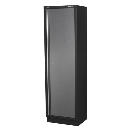 Sealey Superline Pro Black metal storage cabinet with a clear glass door on a white background