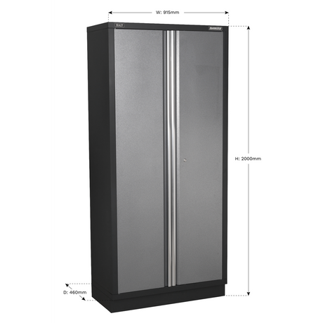 Sealey Superline Pro Gray metal cabinet with dimensions on a white background