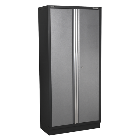 Sealey Superline Pro Gray metal storage cabinet with black base on a white background