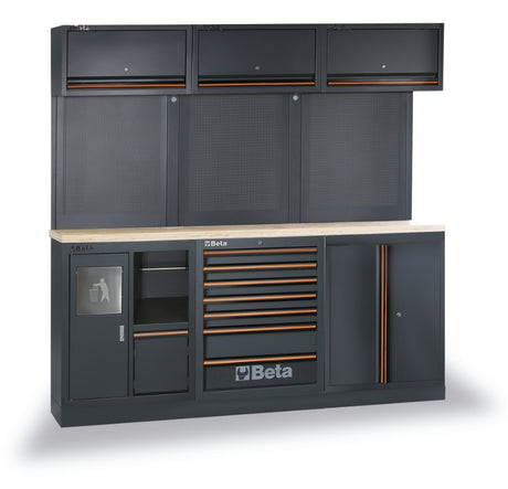 Beta C45 Pro 2.0 Gray tool cabinet with multiple drawers and doors on a white background