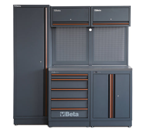 Beta C45 Pro 2.0 Gray storage cabinet with drawers and doors featuring Beta branding on a white background