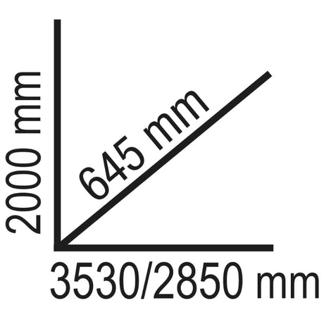 Measurement chart with lines and text indicating dimensions in millimeters