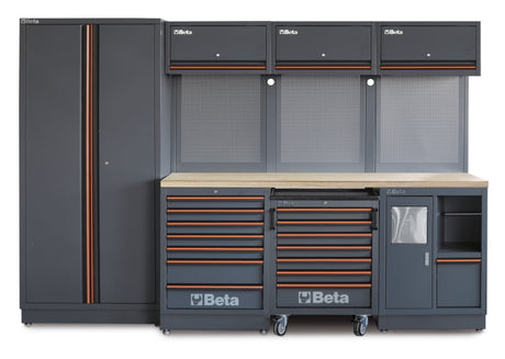 Beta C45 Pro 2.0 Gray tool cabinet with multiple drawers and doors on a white background