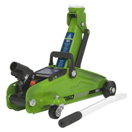 Sealey 1050CXHV Trolley Jack 2tonne Short Chassis - Hi - Vis - 1050CXHV - Sealey Tools UK - Workshop Tool Storage