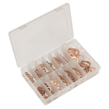 Sealey AB020CW Copper Sealing Washer Assortment 250pc - Metric - AB020CW - Sealey Tools UK - Workshop Tool Storage