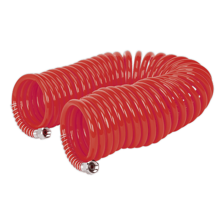 Sealey AH10C/6 PU Coiled Air Hose 10m x 6mm with 1/4"BSP Unions - AH10C/6 - Sealey Tools UK - Workshop Tool Storage