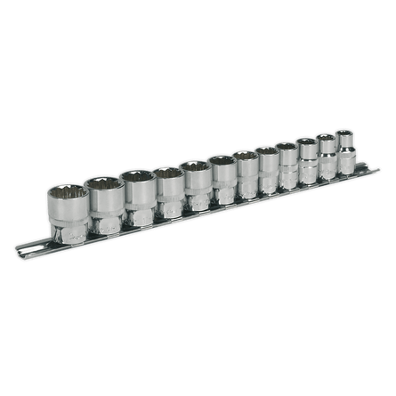 Sealey AK2682 Socket Set 12pc 3/8"Sq Drive 12pt WallDrive® Metric - AK2682 - Sealey Tools UK - Workshop Tool Storage