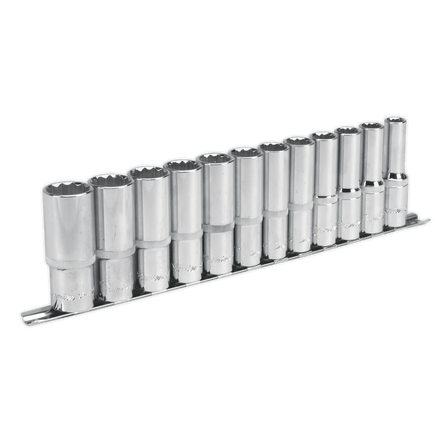 Sealey AK2685 Socket Set 12pc 1/2"Sq Drive 12pt Deep WallDrive® Metric - AK2685 - Sealey Tools UK - Workshop Tool Storage