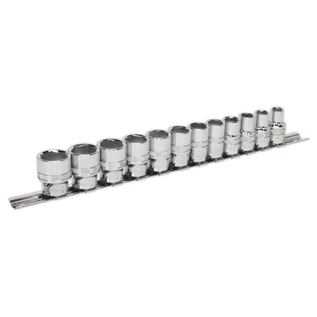 Sealey AK2741 Socket Set 12pc 3/8"Sq Drive Lock - On„¢ 6pt Metric - AK2741 - Sealey Tools UK - Workshop Tool Storage
