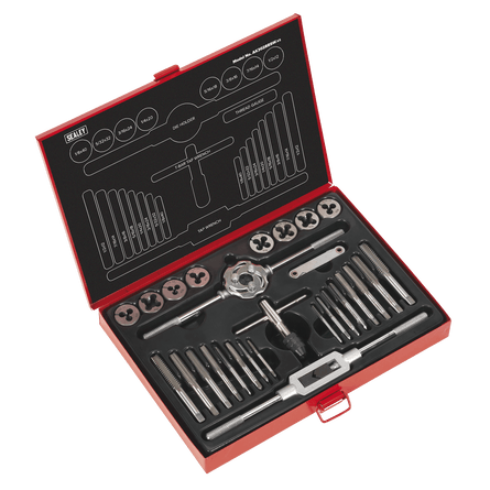 Sealey AK3028BSW Tap & Die Set 28pc Split Dies Imperial BSW - AK3028BSW - Sealey Tools UK - Workshop Tool Storage