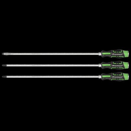 Sealey AK4942HV Extra - Long Hammer - Thru Screwdriver Set Hi - Vis Green 450mm 3pc - AK4942HV - Sealey Tools UK - Workshop Tool Storage