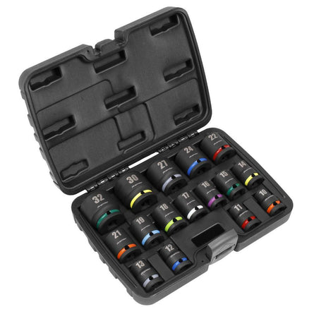 Sealey AK5625M Impact Socket Set 16pc 1/2" Sq Drive - AK5625M - Sealey Tools UK - Workshop Tool Storage