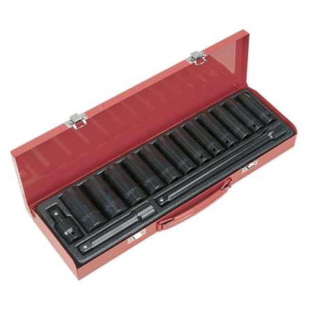 Sealey AK5815M Impact Socket Set 15pc 1/2"Sq Drive Deep Metric - AK5815M - Sealey Tools UK - Workshop Tool Storage