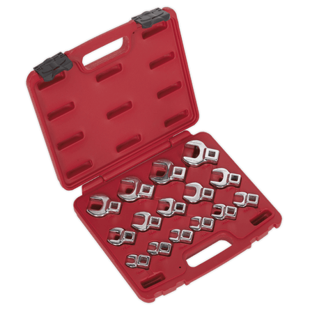 Sealey AK59891 Crow's Foot Open - End Spanner Set 15pc 3/8"Sq Drive Metric - AK59891 - Sealey Tools UK - Workshop Tool Storage