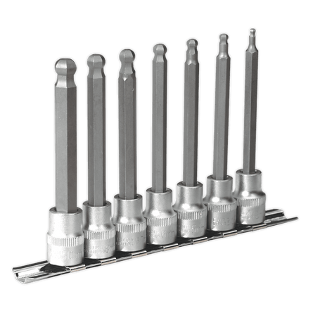 Sealey AK6212 Ball - End Hex Socket Bit Set 7pc Metric 3/8"Sq Drive 100mm - AK6212 - Sealey Tools UK - Workshop Tool Storage