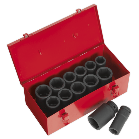 Sealey AK687 Impact Socket Set 13pc Deep 3/4"Sq Drive Metric/Imperial - AK687 - Sealey Tools UK - Workshop Tool Storage