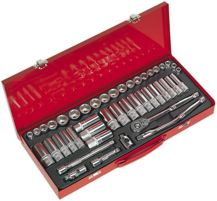 Sealey AK692 Socket Set 45pc 3/8in Sq Drive 6pt WallDrive - DuoMetric - Socket Sets - SLY-6766 - Sealey Tools UK - Workshop Tool Storage
