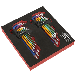 Sealey AK7199 TRX - Star* & Ball - End Hex Key Set 18pc Long Anti - Slip - AK7199 - Sealey Tools UK - Workshop Tool Storage