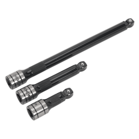 Sealey AK7692 Wobble/Rigid Extension Bar Set 3pc 1/2"Sq Drive Black Series - AK7692 - Sealey Tools UK - Workshop Tool Storage