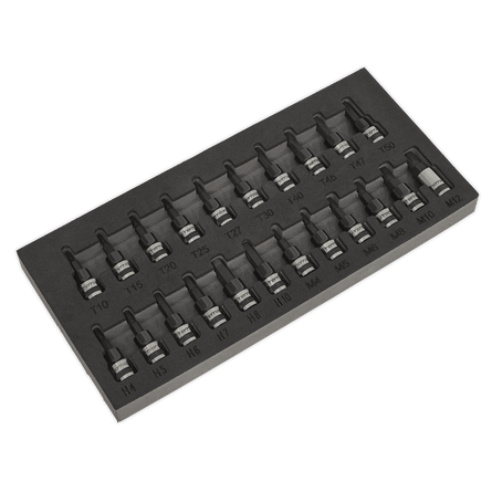 Sealey AK7985 TRX - Star*/Hex/Spline Socket Bit Set 22pc 3/8"Sq Drive Black Series - AK7985 - Sealey Tools UK - Workshop Tool Storage