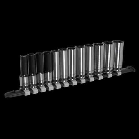 Sealey AK7993 Socket Set Deep 12pc 3/8"Sq Drive Metric - Black Series - AK7993 - Sealey Tools UK - Workshop Tool Storage
