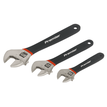 Sealey AK907 Adjustable Wrench Set 3pc Ni - Fe Finish - AK907 - Sealey Tools UK - Workshop Tool Storage