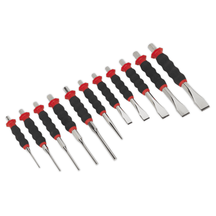 Sealey AK9135 Sheathed Punch & Chisel Set 11pc - AK9135 - Sealey Tools UK - Workshop Tool Storage