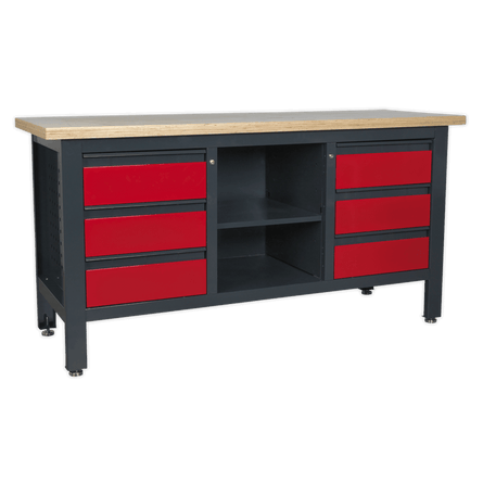 Sealey AP1905D Workstation with 6 Drawers & Open Storage - AP1905D - Sealey Tools UK - Workshop Tool Storage