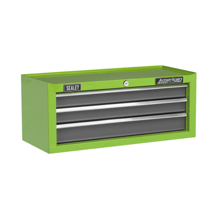 Sealey AP22309BBHV Mid - Box 3 Drawer with Ball - Bearing Slides - Green/Grey - AP22309BBHV - Sealey Tools UK - Workshop Tool Storage