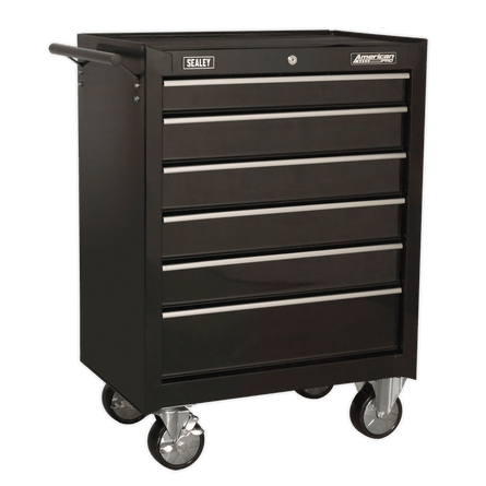 Sealey AP226B Rollcab 6 Drawer with Ball - Bearing Slides - Black - AP226B - Sealey Tools UK - Workshop Tool Storage