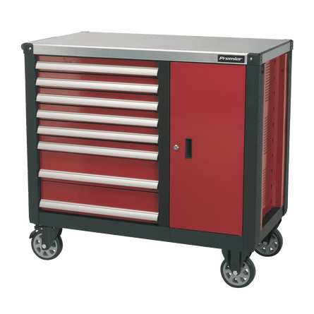 Sealey AP2418 Mobile Workstation 8 Drawer with Ball - Bearing Slides - AP2418 - Sealey Tools UK - Workshop Tool Storage