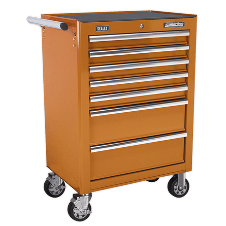 Sealey AP26479TO Rollcab 7 Drawer with Ball Bearing Slides - Orange - AP26479TO - Sealey Tools UK - Workshop Tool Storage
