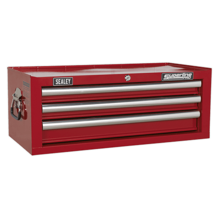 Sealey AP33339 Mid - Box 3 Drawer with Ball Bearing Slides - Red - AP33339 - Sealey Tools UK - Workshop Tool Storage