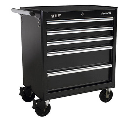 Sealey AP33459B Rollcab 5 Drawer with Ball Bearing Runners - Black - Tool Chests - SLY-15504 - Sealey Tools UK - Workshop Tool Storage