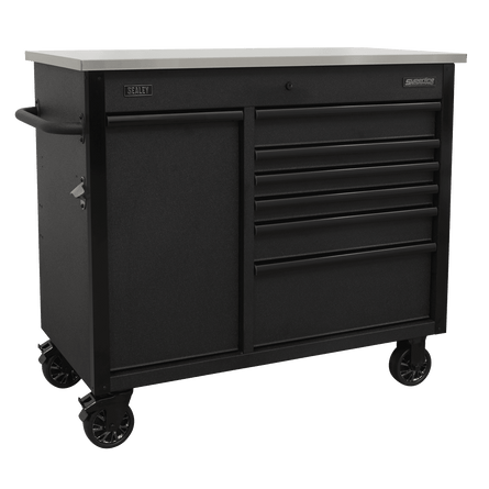 Sealey AP4206BE Mobile Tool Cabinet 1120mm with Power Tool Charging Drawer - AP4206BE - Sealey Tools UK - Workshop Tool Storage