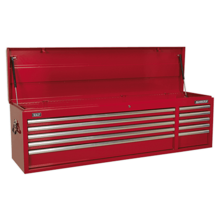 Sealey AP6610 Topchest 10 Drawer with Ball Bearing Slides Heavy - Duty - Red - AP6610 - Sealey Tools UK - Workshop Tool Storage