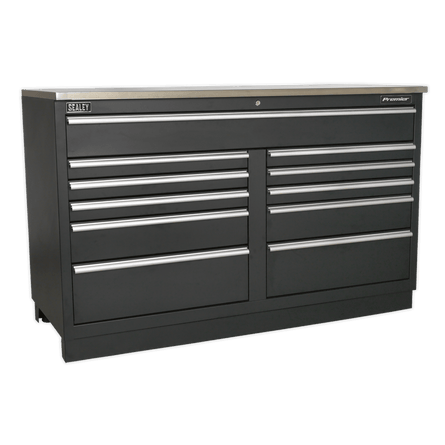 Sealey APMS04 Modular Floor Cabinet 11 Drawer 1550mm Heavy - Duty - APMS04 - Sealey Tools UK - Workshop Tool Storage