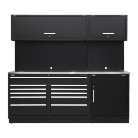 Sealey APMSCOMBO4SS Premier 2.3m Storage System - Stainless Worktop - APMSCOMBO4SS - Sealey Tools UK - Workshop Tool Storage