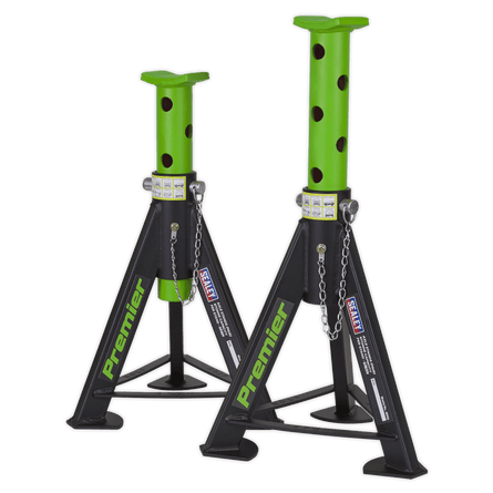Sealey AS6G Axle Stands (Pair) 6tonne Capacity per Stand - Green - AS6G - Sealey Tools UK - Workshop Tool Storage