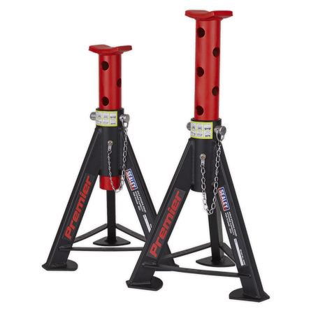 Sealey AS6R Axle Stands (Pair) 6tonne Capacity per Stand - Red - AS6R - Sealey Tools UK - Workshop Tool Storage