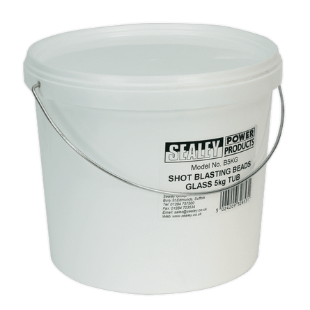 Sealey B5KG Shot Blasting Beads Glass 5kg Plastic Tub - B5KG - Sealey Tools UK - Workshop Tool Storage