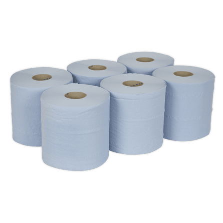 Sealey BLU150 Paper Roll Blue 2 - Ply Embossed 150m Pack of 6 - BLU150 - Sealey Tools UK - Workshop Tool Storage