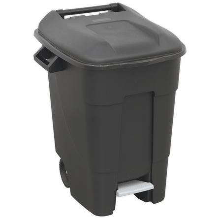 Sealey BM100P Refuse/Wheelie Bin with Foot Pedal 100L - Black - BM100P - Sealey Tools UK - Workshop Tool Storage