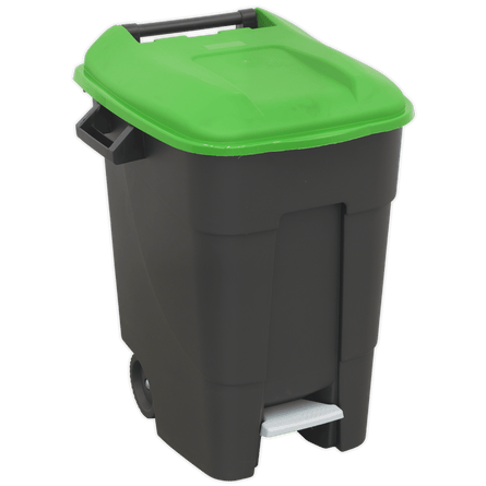 Sealey BM100PG Refuse/Wheelie Bin with Foot Pedal 100L - Green - BM100PG - Sealey Tools UK - Workshop Tool Storage