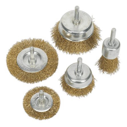 Sealey BWBS05 Wire Brush Set 5pc Brassed - BWBS05 - Sealey Tools UK - Workshop Tool Storage