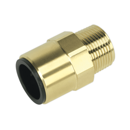 Sealey CAS22BSA Straight Adaptor 22mm x 3/4"BSPT Brass (John Guest Speedfit® - MM012206N) - CAS22BSA - Sealey Tools UK - Workshop Tool Storage