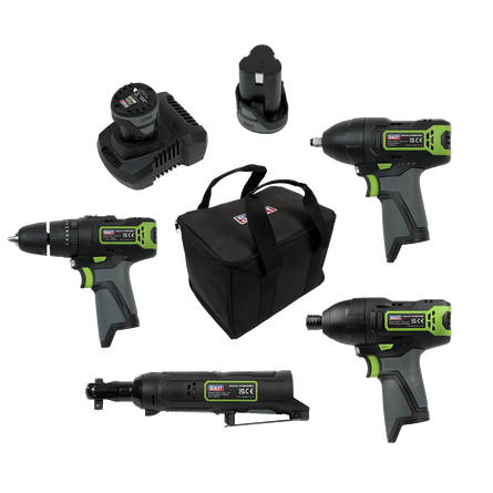 Sealey CP108VCOMBO2 SV108 Series 4 x 10.8V Cordless Combo Kit - 2 Batteries - CP108VCOMBO2 - Sealey Tools UK - Workshop Tool Storage