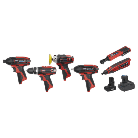 Sealey CP1200COMBO2 SV12 Series 6 x 12V Cordless Power Tool Combo Kit - CP1200COMBO2 - Sealey Tools UK - Workshop Tool Storage